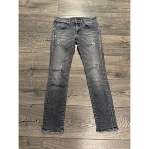 R13 Jeans Womens 26x26 Black Gray Kate Skinny Low Rise‎ Distressed Designer